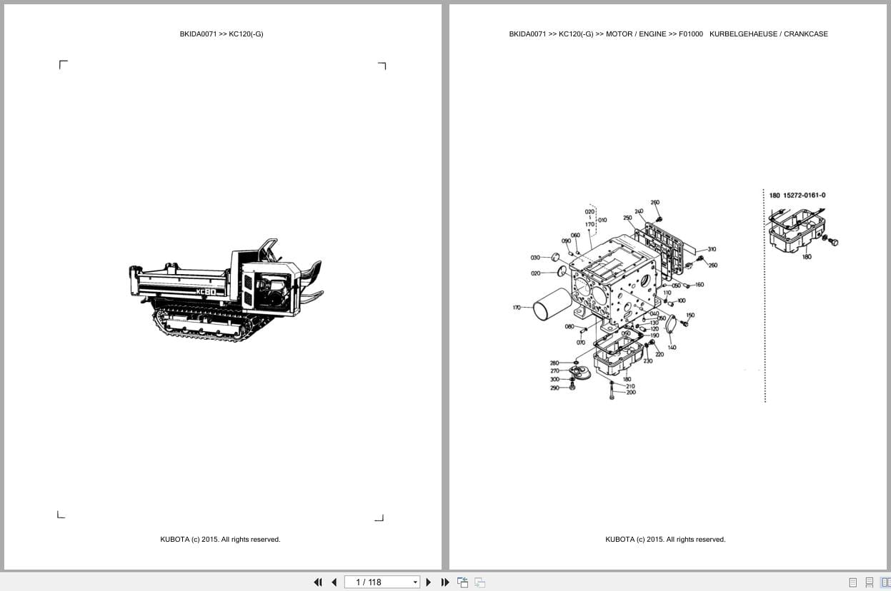 Kubota Dumper KC120 KC120 G Parts Catalog EN DE (1)