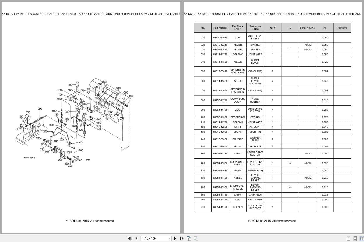 Kubota Dumper KC121 Parts Catalog EN DE (3)