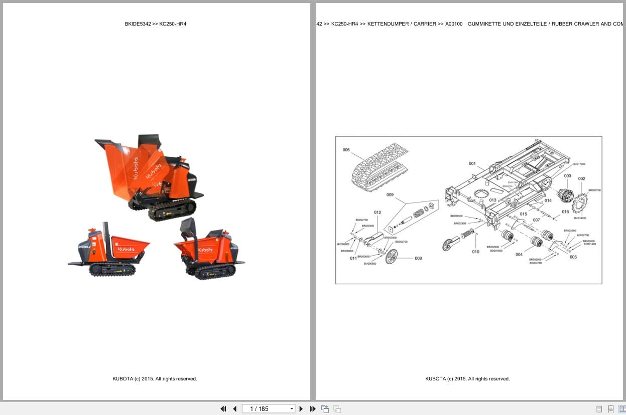 Kubota Dumper KC250 HR4 Parts Catalog EN DE (1)