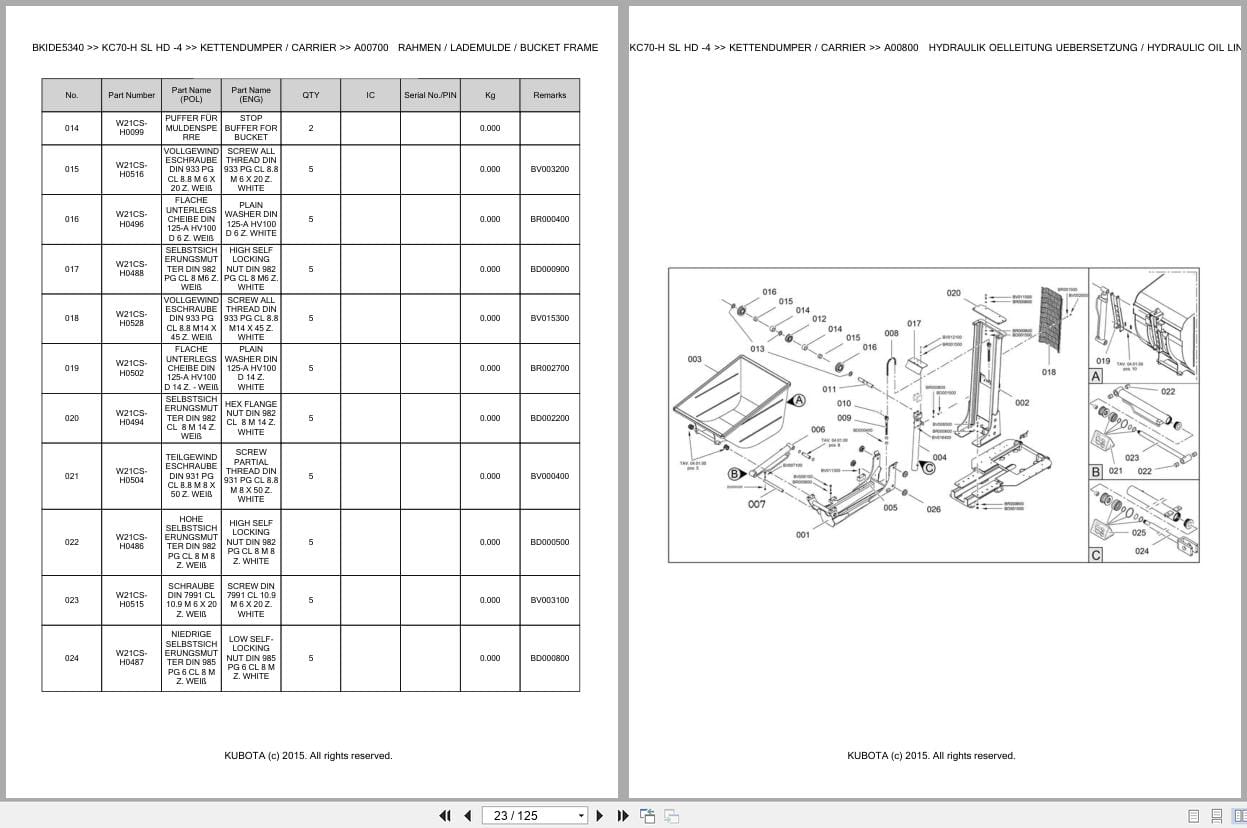 Kubota Dumper KC70 H KC70 SL KC70 HD 4 Parts Catalog EN DE (3)