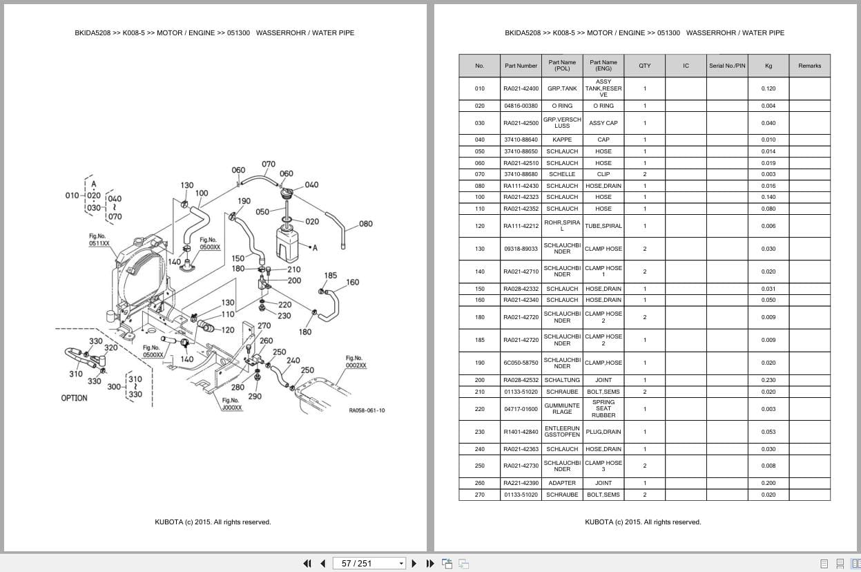 Kubota Excavator K008 5 Parts Catalog EN DE (3)