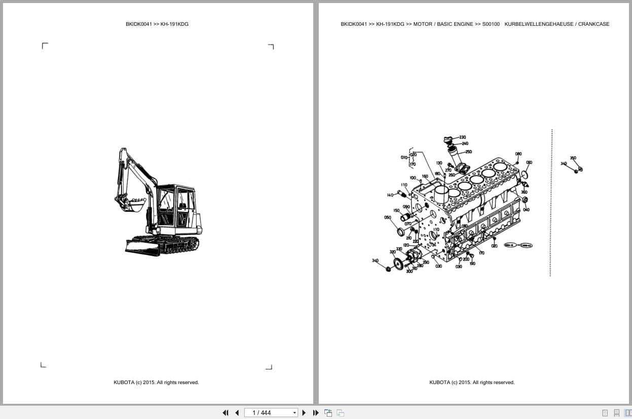 Kubota Excavator KH 191KDG Parts Catalog EN DE (1)