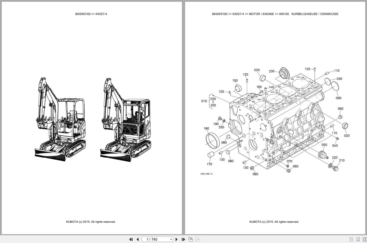 Kubota Excavator KX027 4 Parts Catalog EN DE (1)
