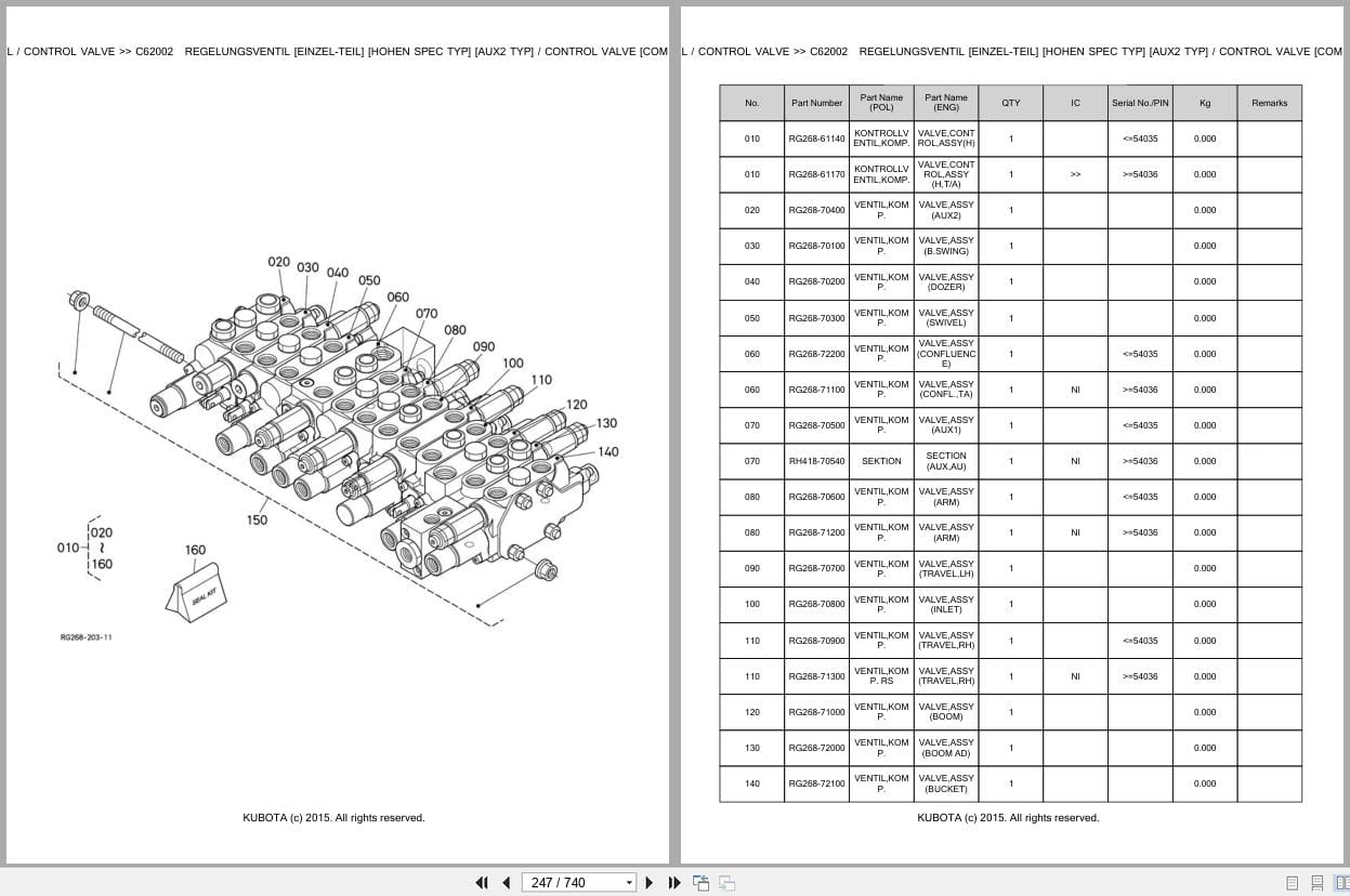 Kubota Excavator KX027 4 Parts Catalog EN DE (3)