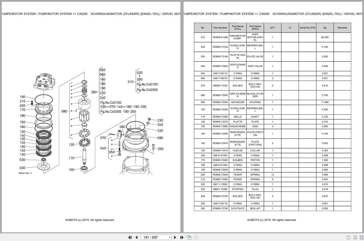 Kubota Excavator KX080 4 Alpha 2 Parts Catalog EN DE (2)