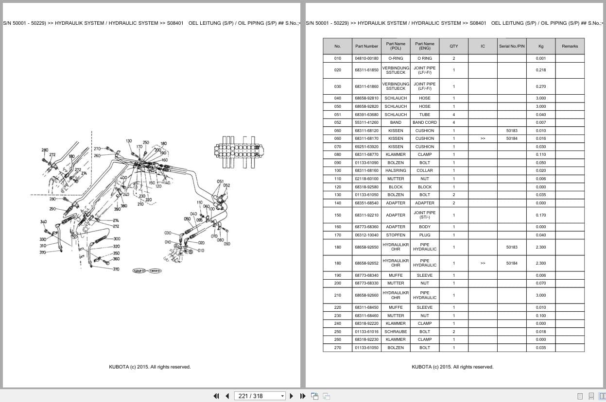 Kubota Excavator KX101 50001 50229 Parts Catalog EN DE (3)