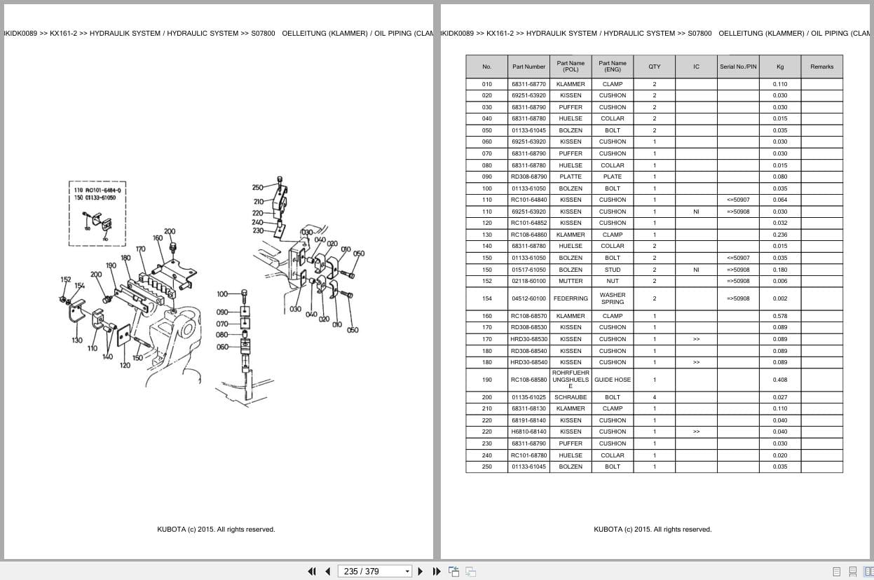 Kubota Excavator KX161 2 Parts Catalog EN DE (3)
