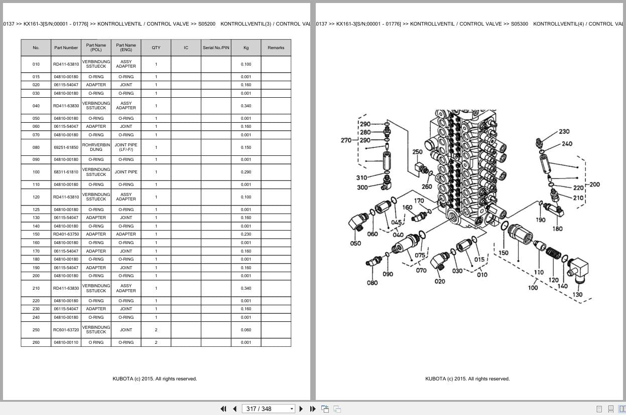 Kubota Excavator KX161 3 00001 01776 Parts Catalog EN DE (3)