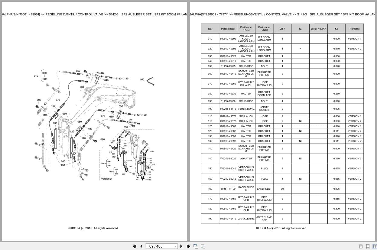 Kubota Excavator KX161 3 Alpha 70001 78974 Parts Catalog EN DE (2)
