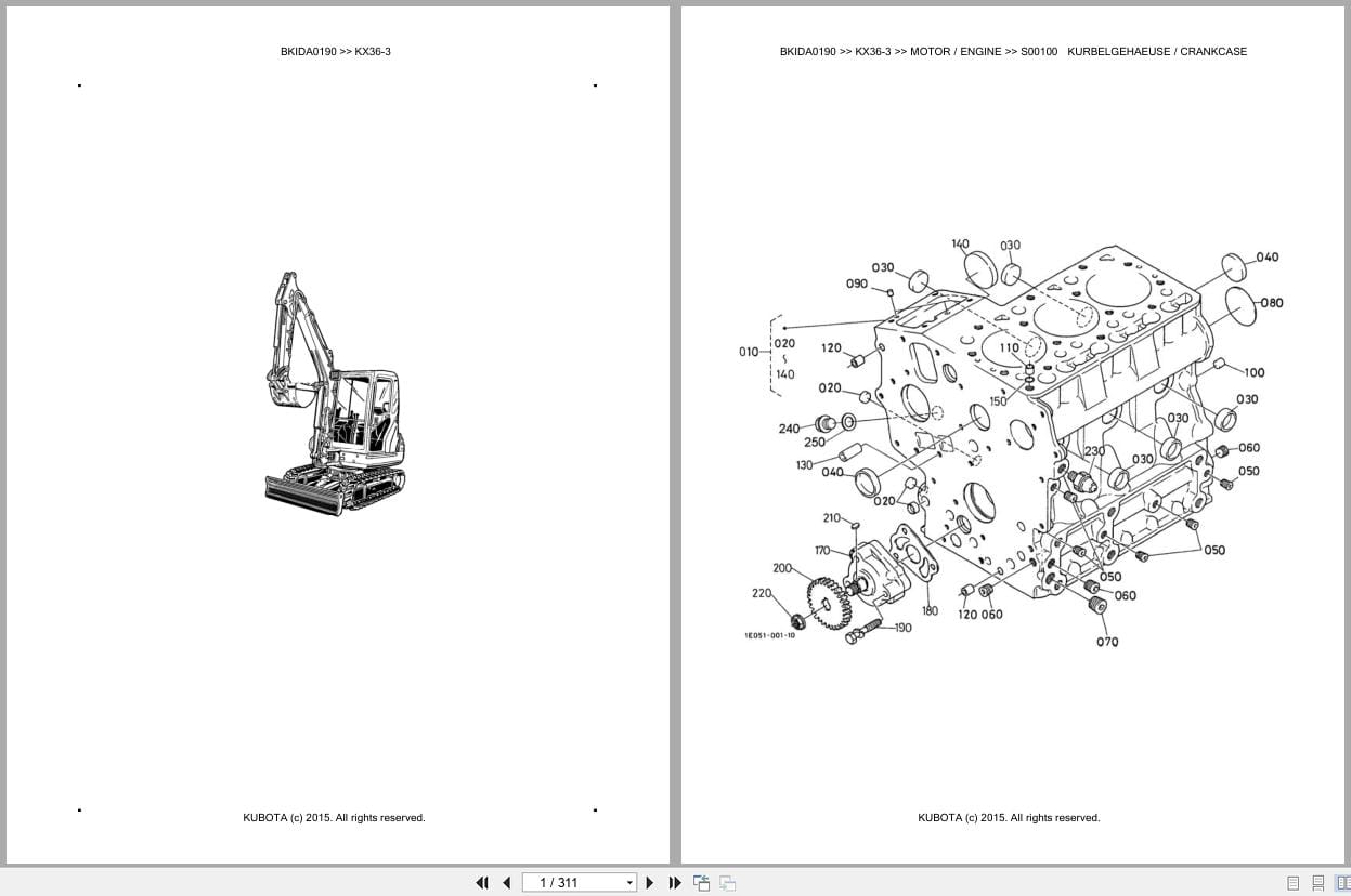 Kubota Excavator KX36 3 Parts Catalog EN DE (1)