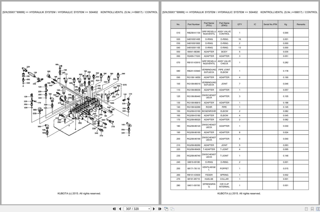 Kubota Excavator KX41 2 55001 69999 Parts Catalog EN DE (3)