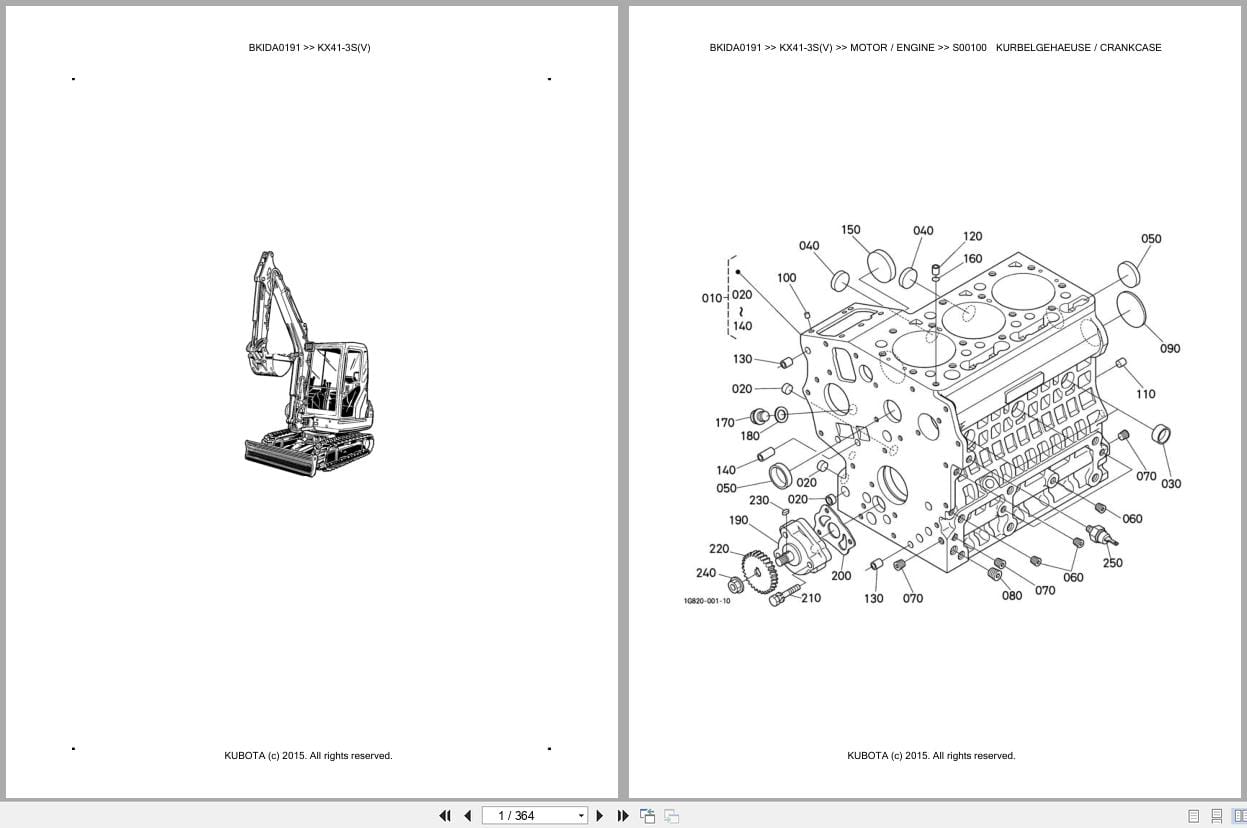 Kubota Excavator KX41 3S KX41 3SV Parts Catalog EN DE (1)