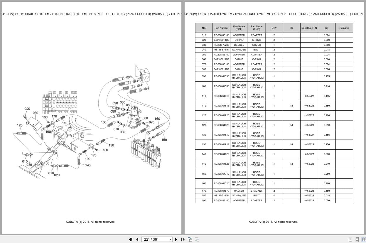 Kubota Excavator KX41 3S KX41 3SV Parts Catalog EN DE (2)