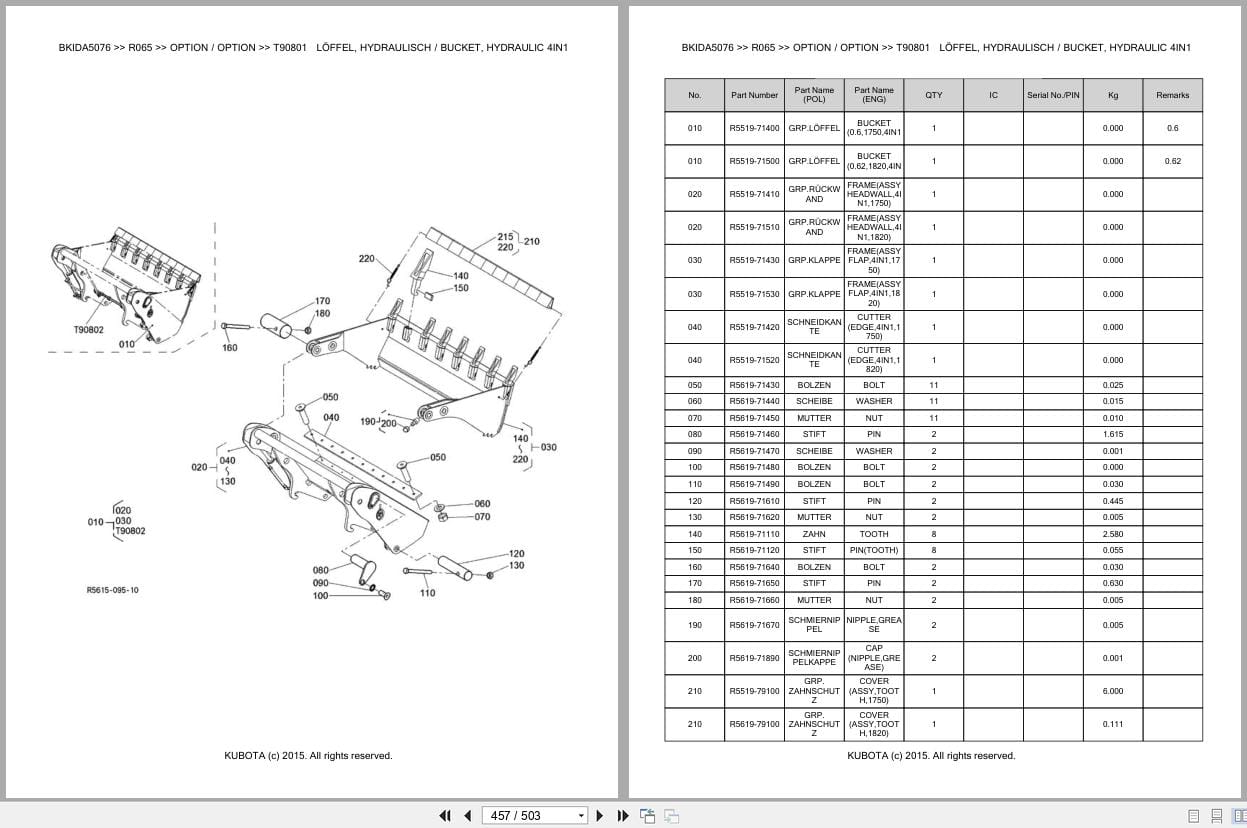 Kubota Excavator R065 Parts Catalog EN DE (3)