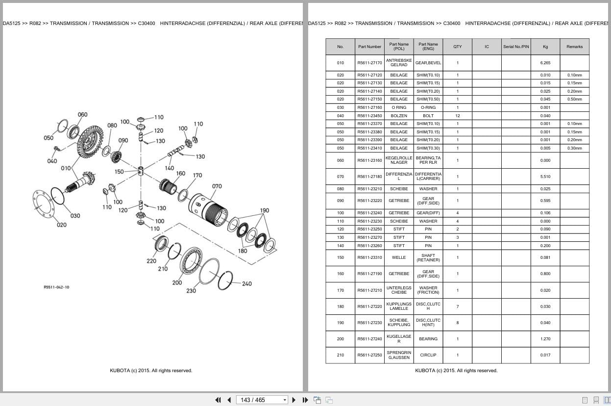 Kubota Excavator R082 Parts Catalog EN DE (2)