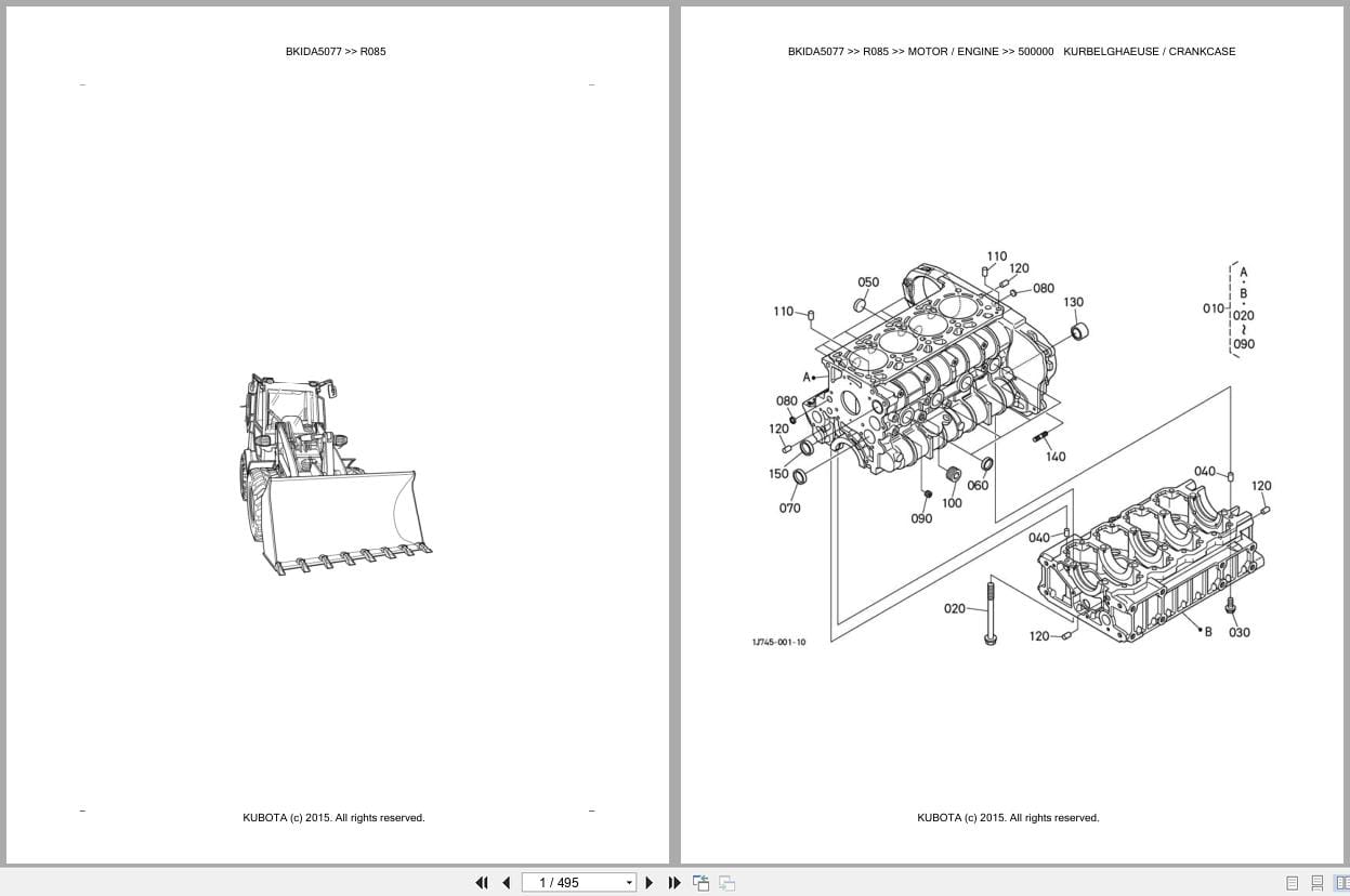 Kubota Excavator R085 Parts Catalog EN DE (1)