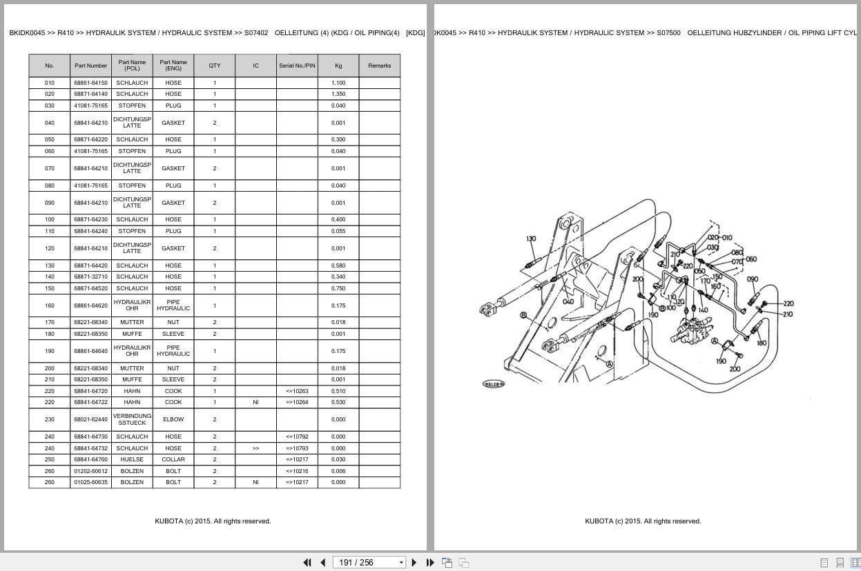 Kubota Excavator R410 Parts Catalog EN DE (2)