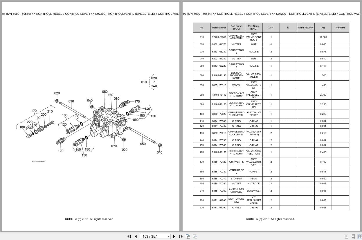 Kubota Excavator R420 Alpha 50001 50514 Parts Catalog EN DE (3)