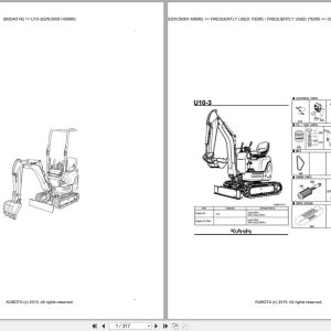 Kubota Excavator U10 3 50001 69999 Parts Catalog EN DE (1)