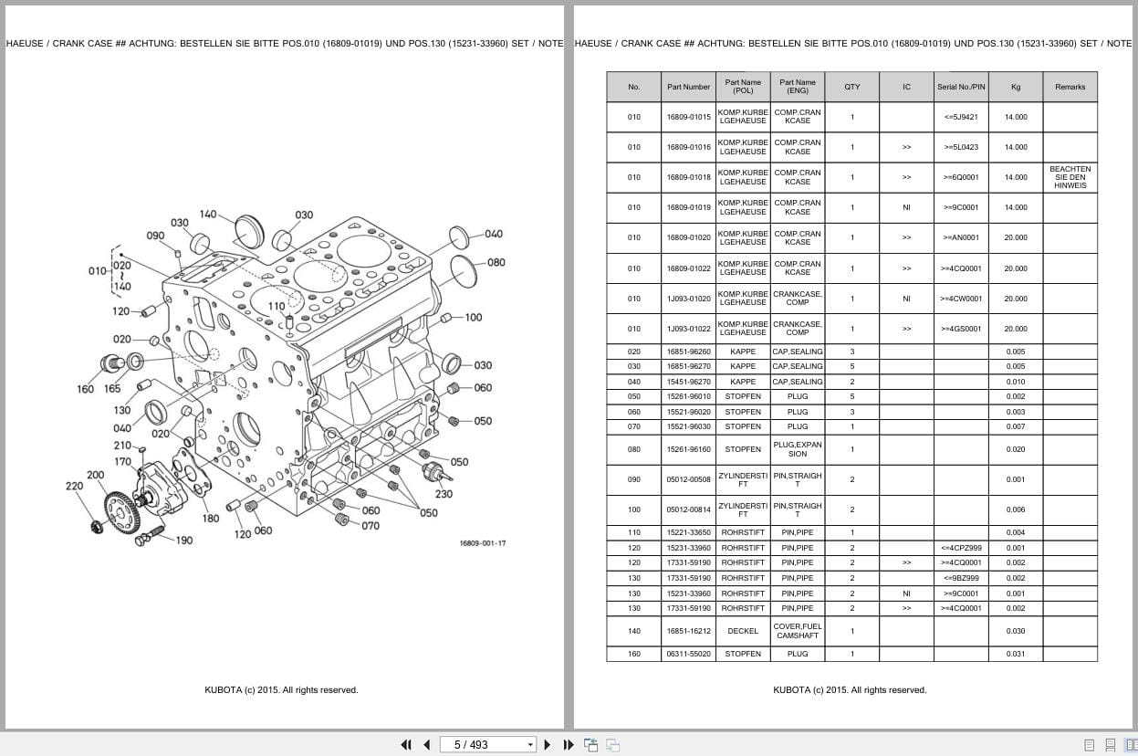 Kubota Excavator U15 3 Parts Catalog EN DE (2)