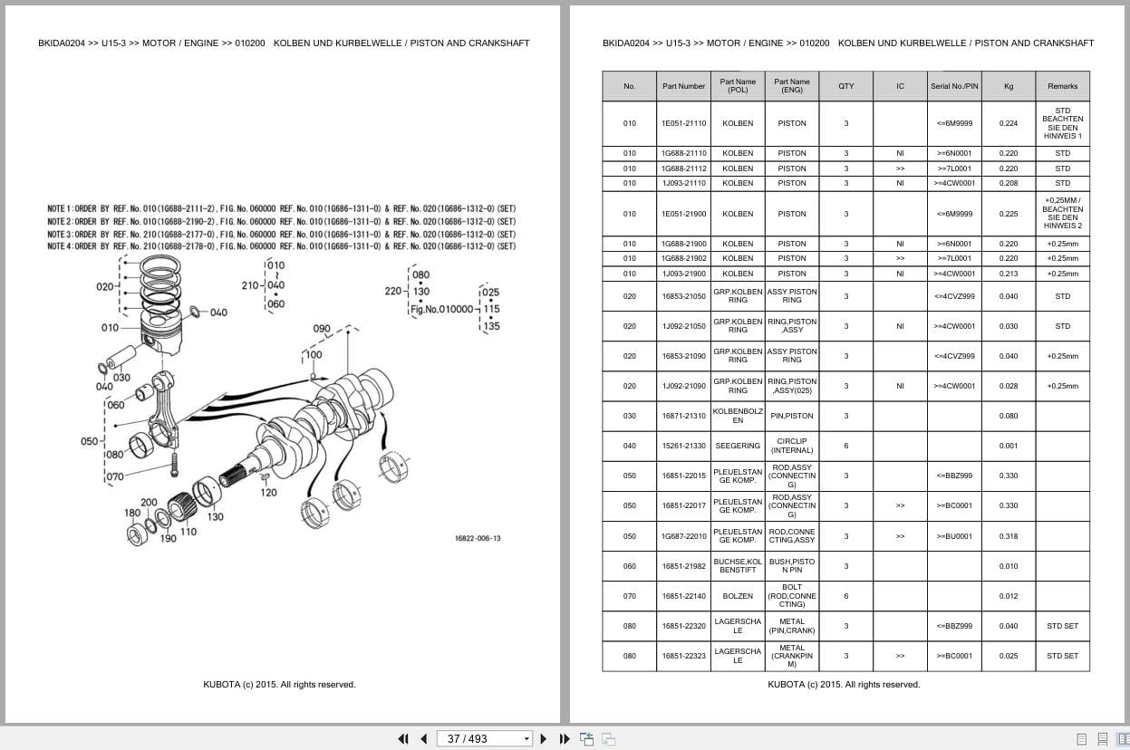 Kubota Excavator U15 3 Parts Catalog EN DE (3)