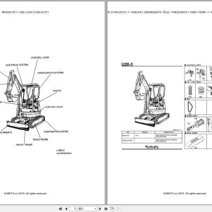 Kubota Excavator U20 3 21338 22721 Parts Catalog EN DE (1)