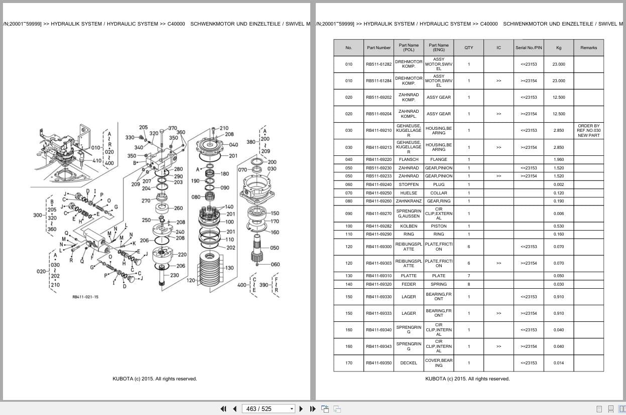 Kubota Excavator U25 3 Alpha 20001 59999 Parts Catalog EN DE (3)