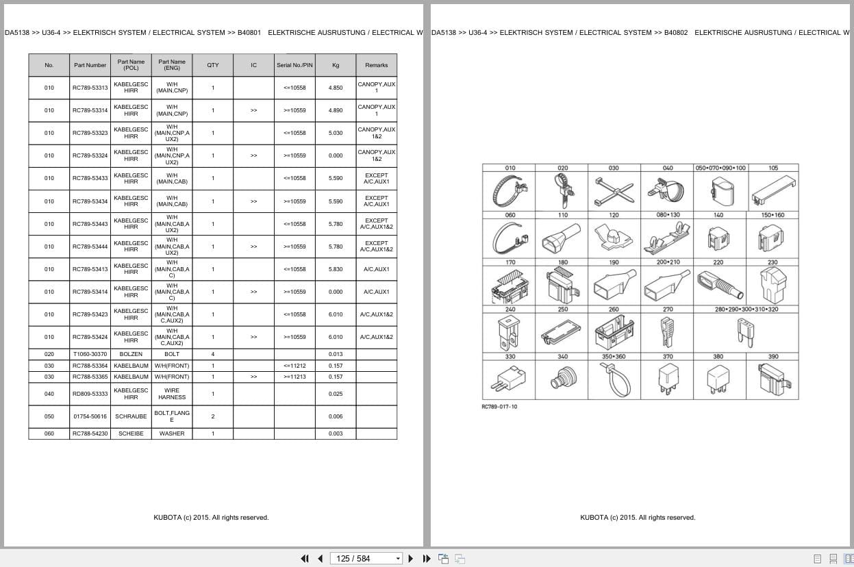 Kubota Excavator U36 4 Parts Catalog EN DE (2)