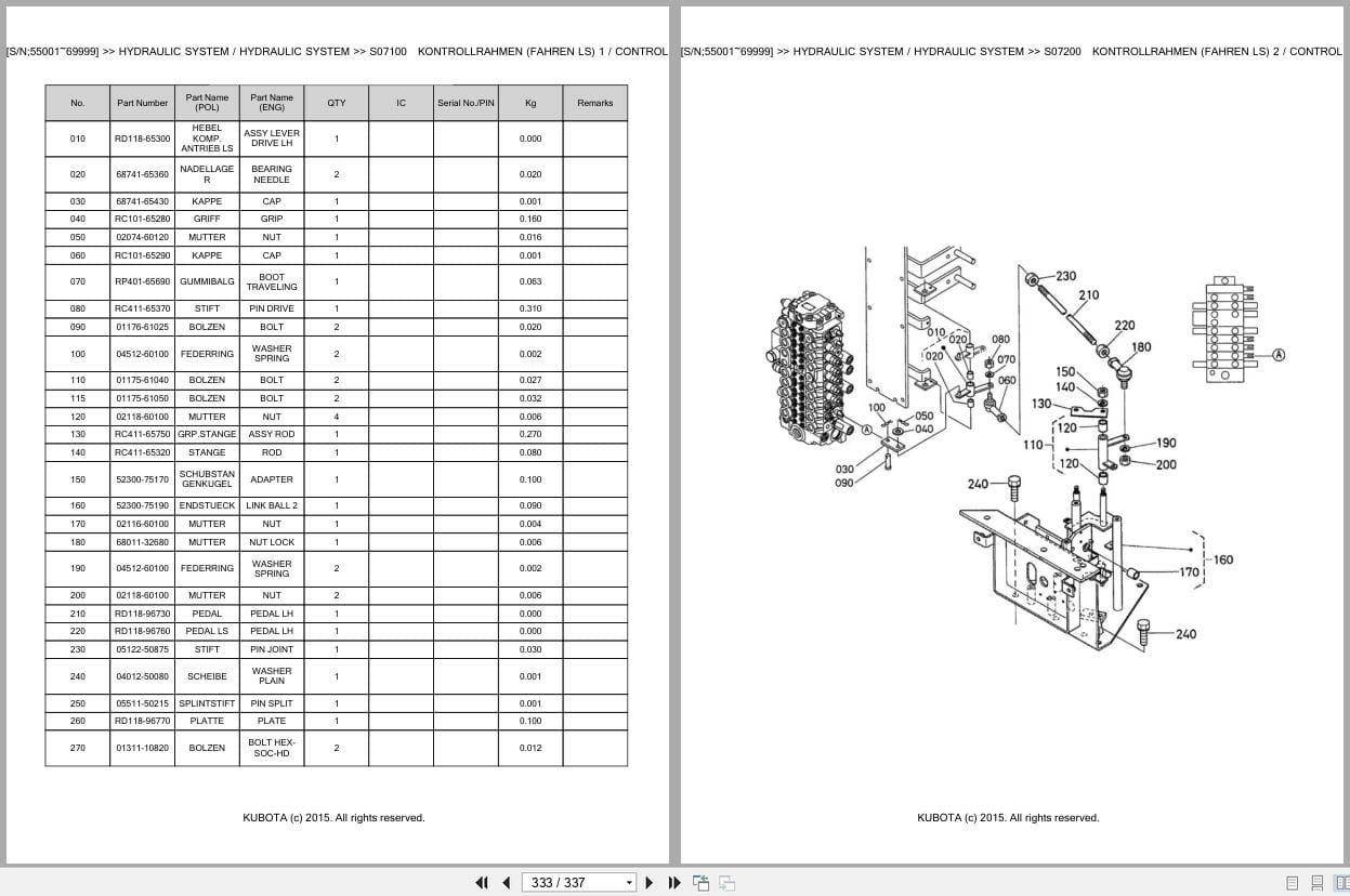 Kubota Excavator U45 3 55001 69999 Parts Catalog EN DE (3)