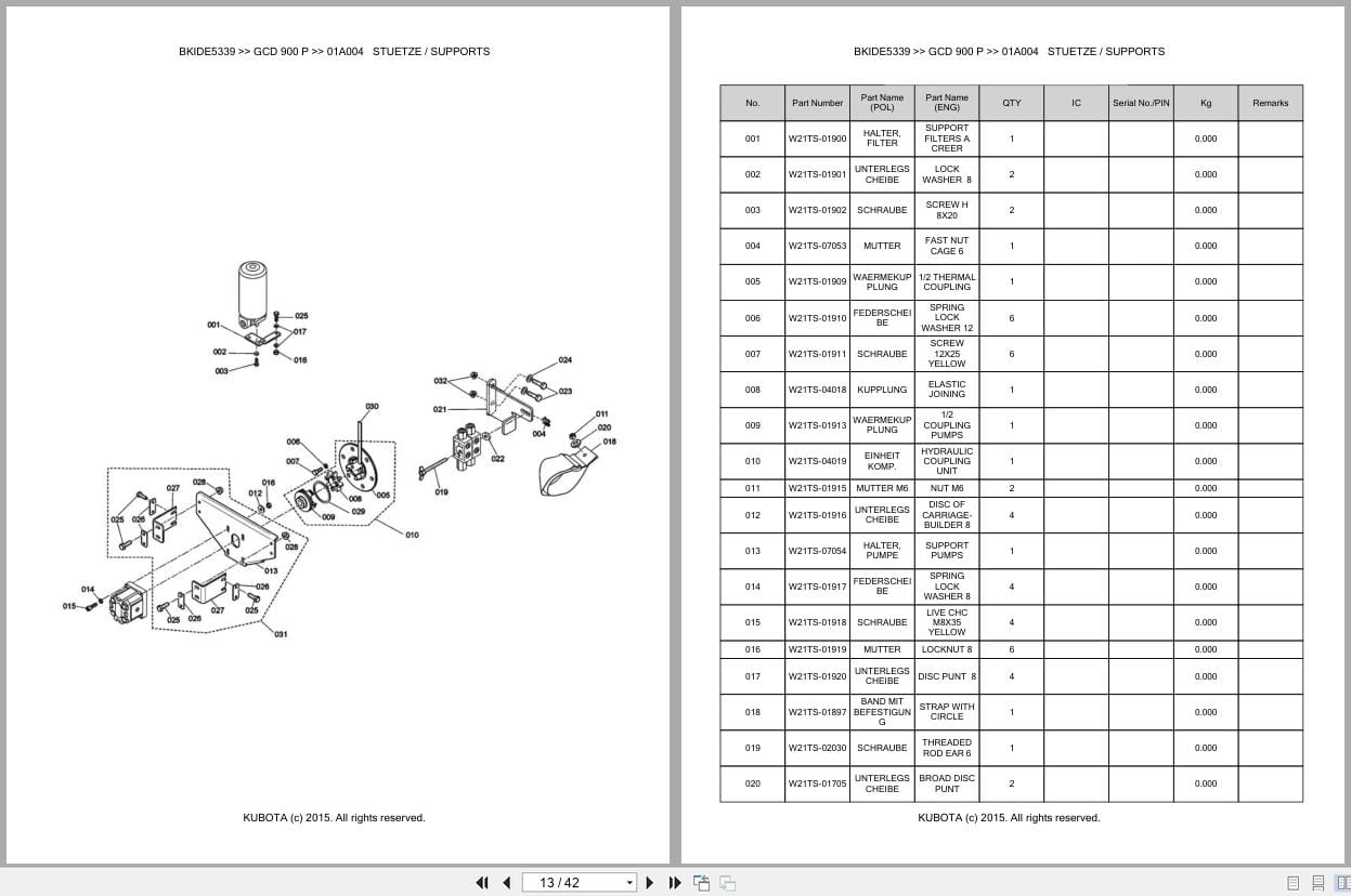 Kubota Grass Collector GCD900P Parts Catalog EN DE (2)