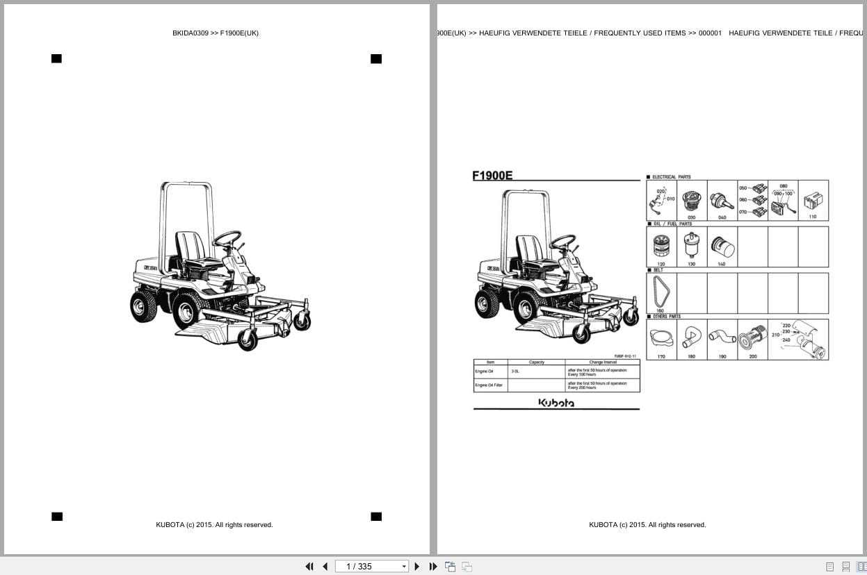 Kubota Mower F1900E UK Parts Catalog EN DE (1)