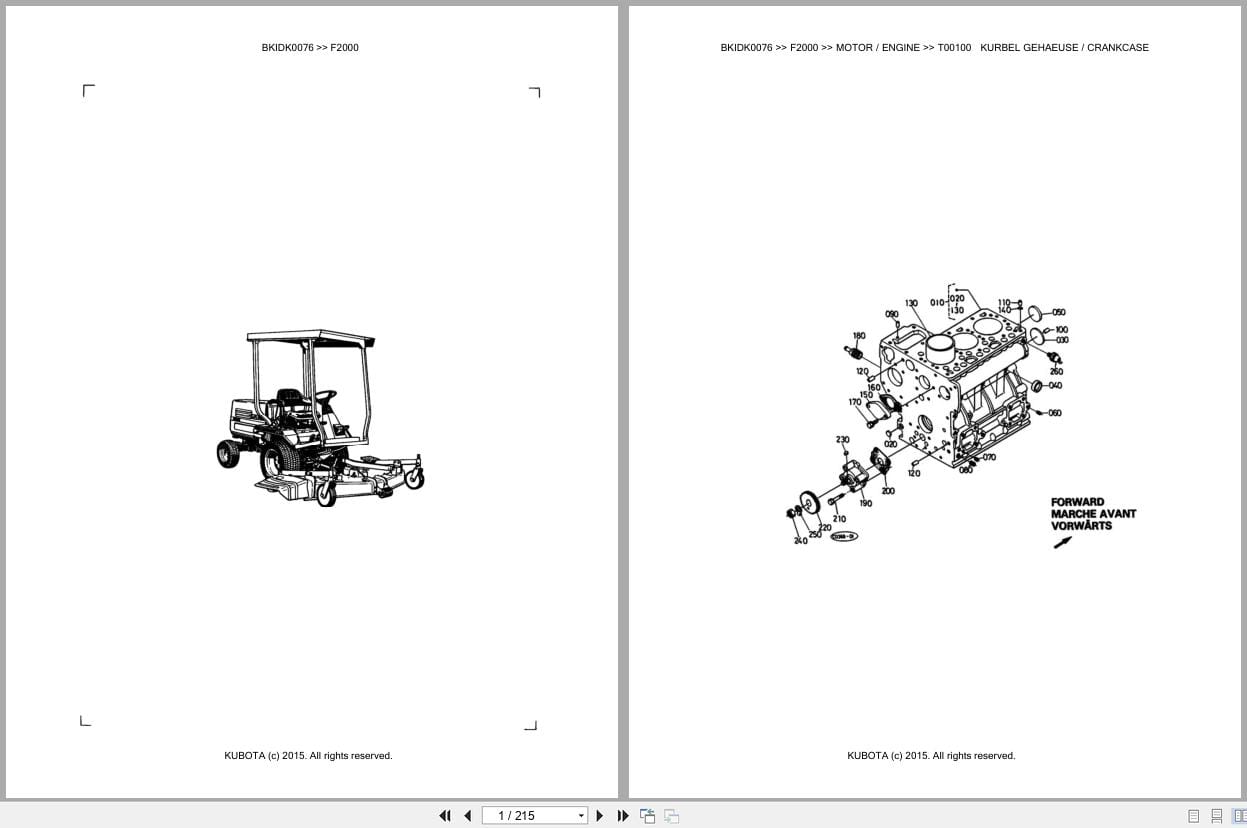 Kubota Mower F2000 Parts Catalog EN DE (1)