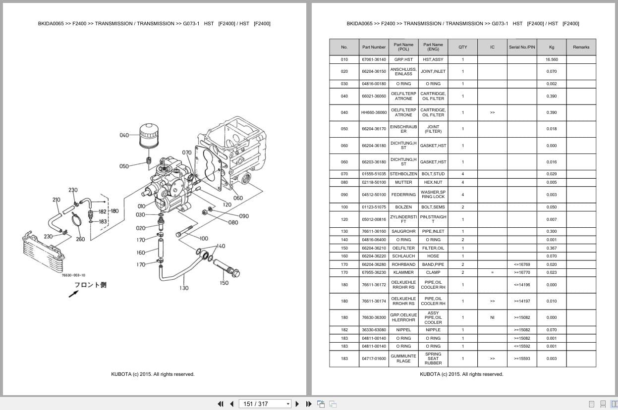 Kubota Mower F2400 Parts Catalog EN DE (2)