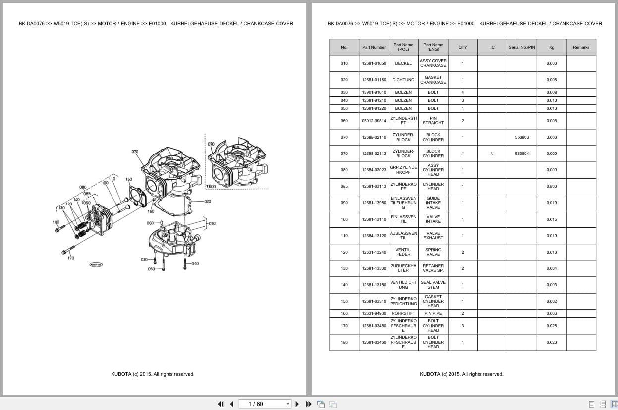 Kubota Mower W5019 TCE W5019 TCE S Parts Catalog EN DE (1)