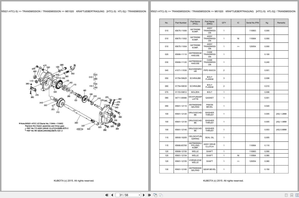 Kubota Mower W5021 HTC W5021 HTC S Parts Catalog EN DE (2)