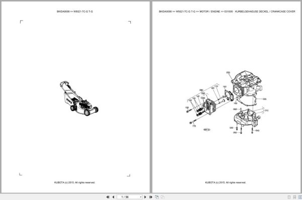 Kubota Mower W5021 TC G W5021T G Parts Catalog EN DE (1)