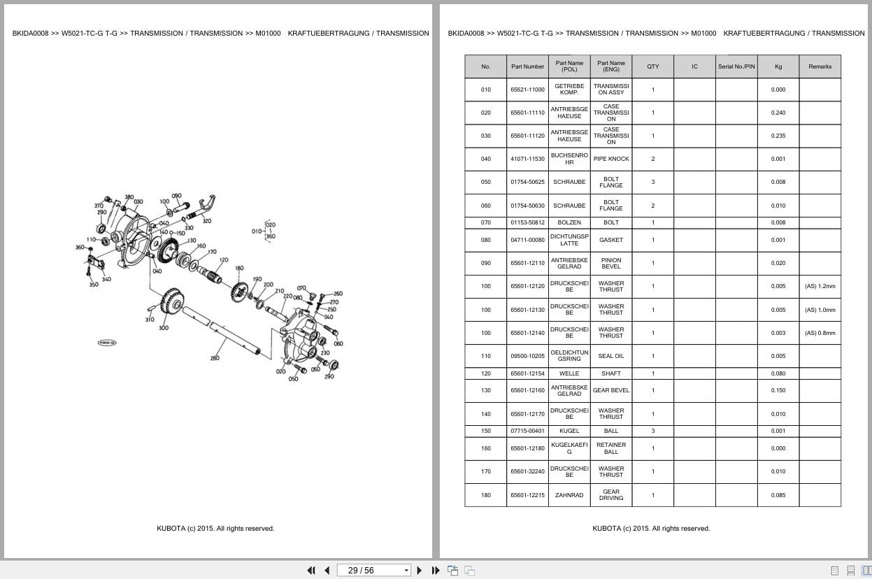 Kubota Mower W5021 TC G W5021T G Parts Catalog EN DE (3)