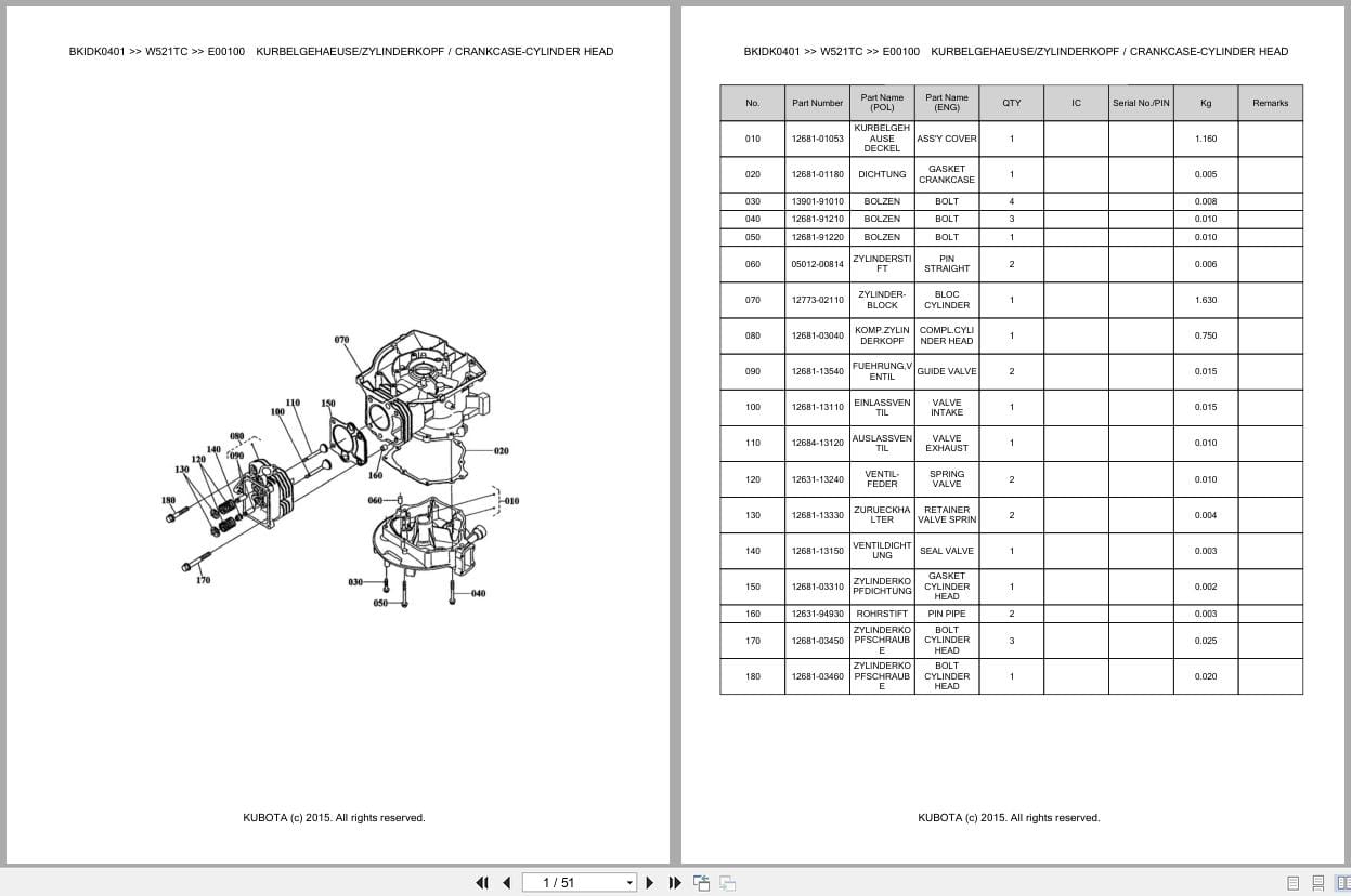 Kubota Mower W521TC Parts Catalog EN DE (1)