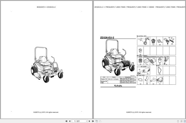 Kubota Mower ZD326 EU 2 Parts Catalog EN DE (1)