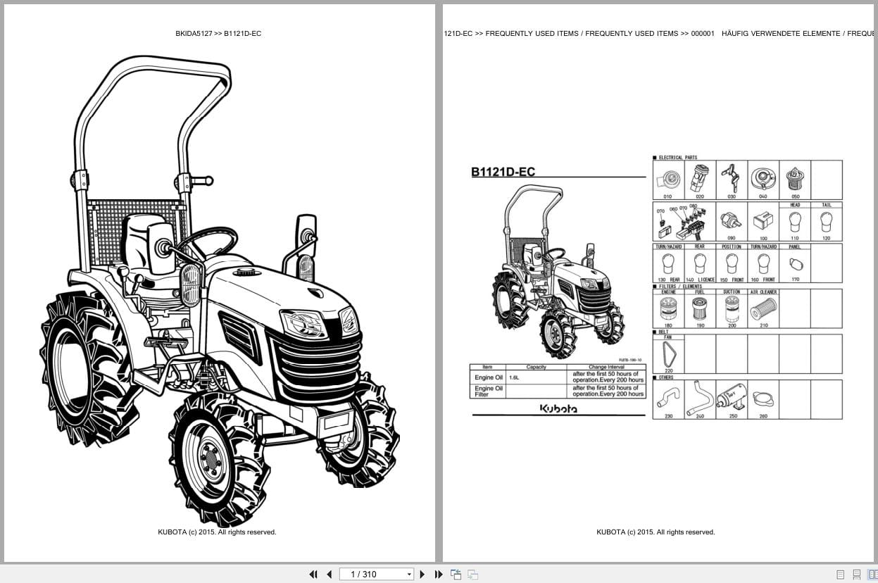 Kubota Tractor B1121D EC Parts Catalog EN DE (1)