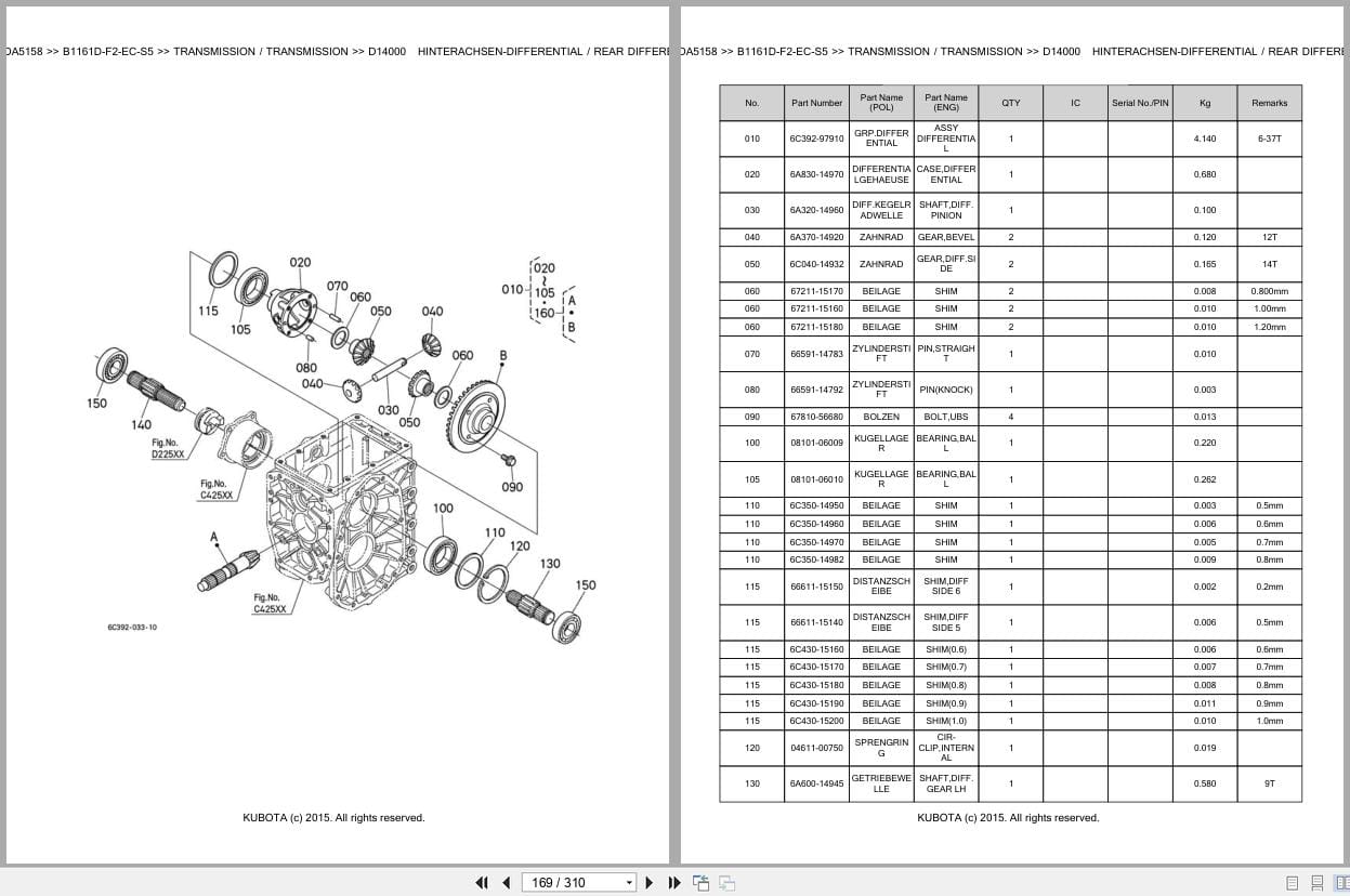Kubota Tractor B1161D F2 EC S5 Parts Catalog EN DE (3)