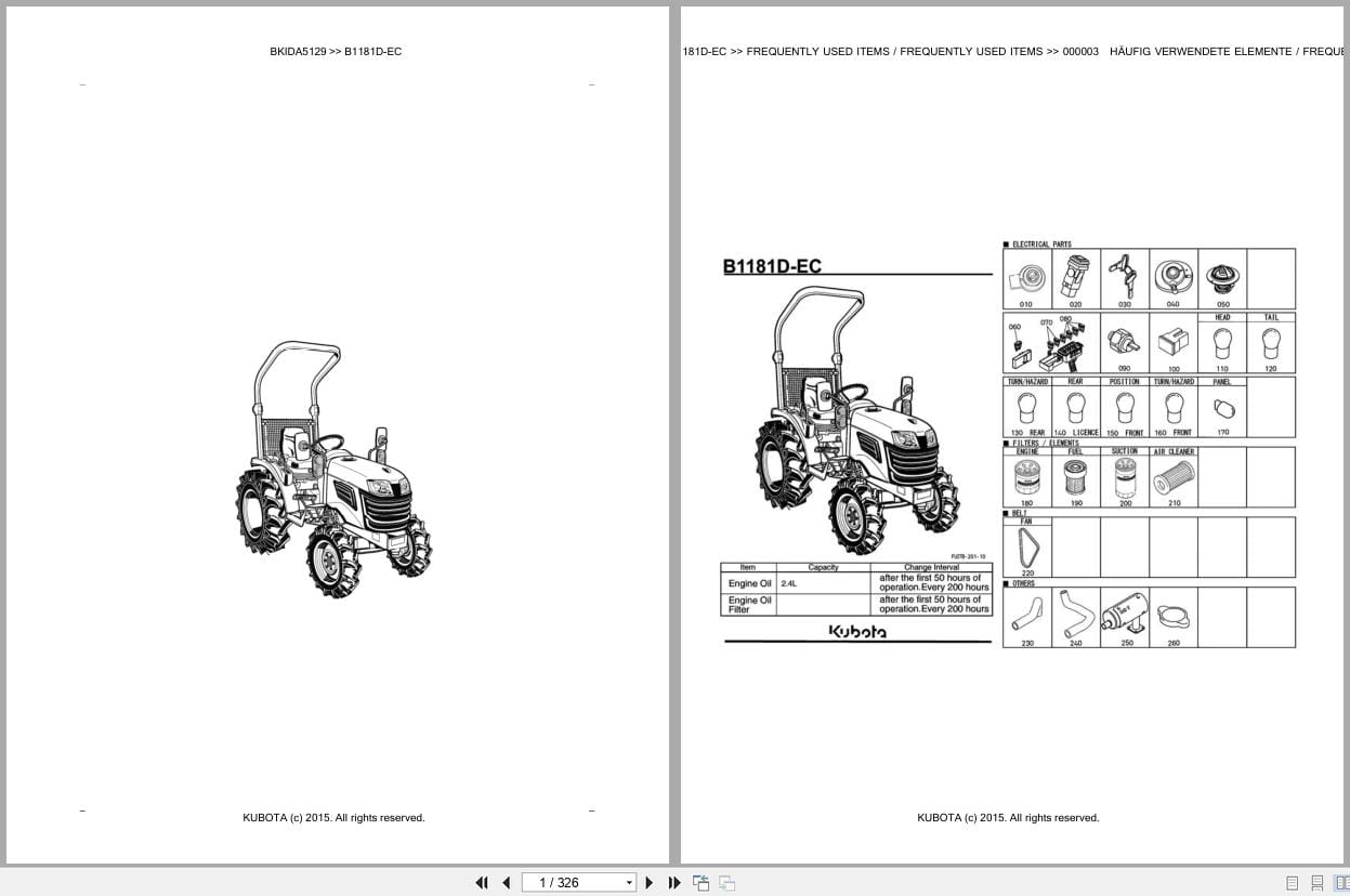 Kubota Tractor B1181D EC Parts Catalog EN DE (1)