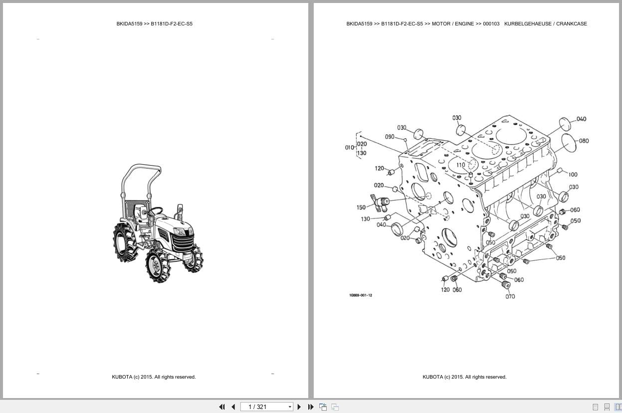 Kubota Tractor B1181D F2 EC S5 Parts Catalog EN DE (1)
