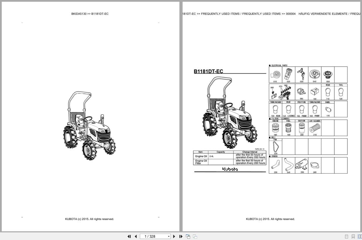 Kubota Tractor B1181DT EC Parts Catalog EN DE (1)