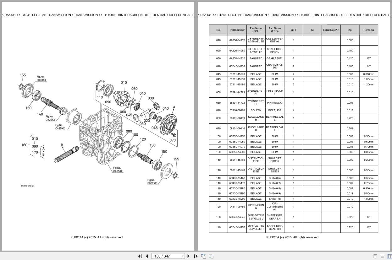 Kubota Tractor B1241D EC F Parts Catalog EN DE (3)