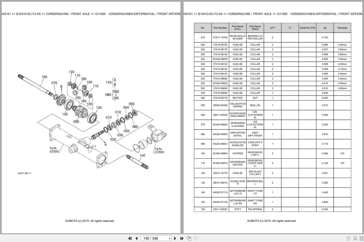 Kubota Tractor B1241D EC F2 S5 Parts Catalog EN DE (3)