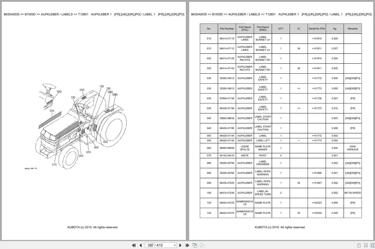 Kubota Tractor B1550D Parts Catalog EN DE (3)