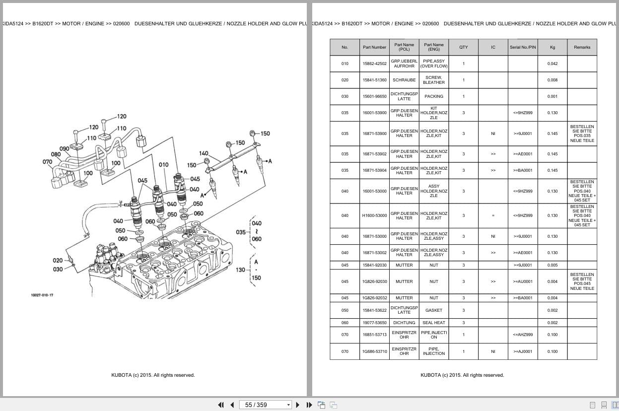 Kubota Tractor B1620DT Parts Catalog EN DE (3)