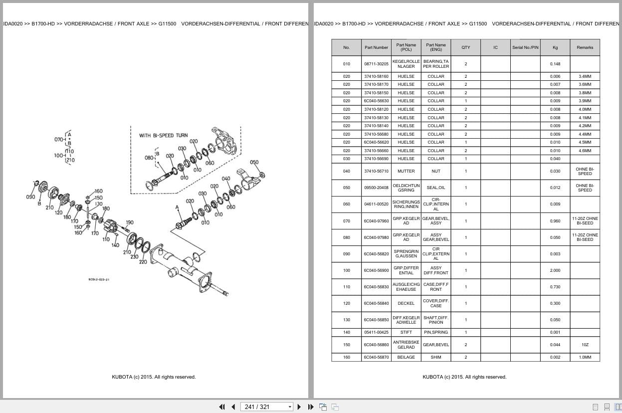 Kubota Tractor B1700 HD Parts Catalog EN DE (3)