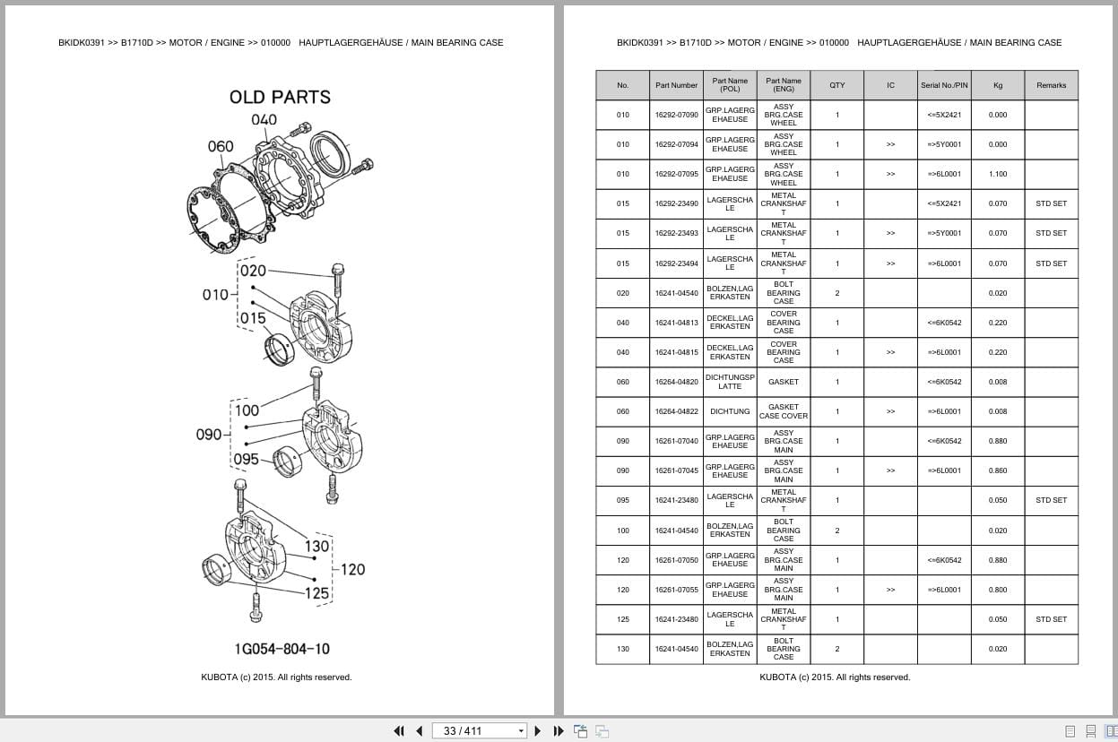 Kubota Tractor B1710D Parts Catalog EN DE (2)